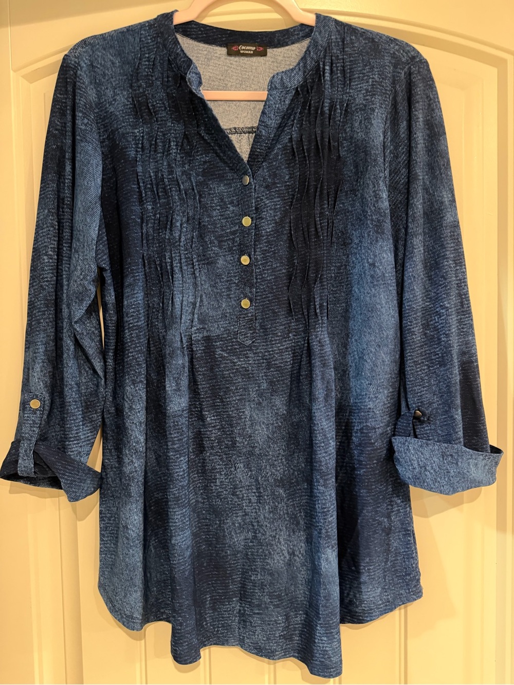 croft & barrow navy textured pintuck henley tunic